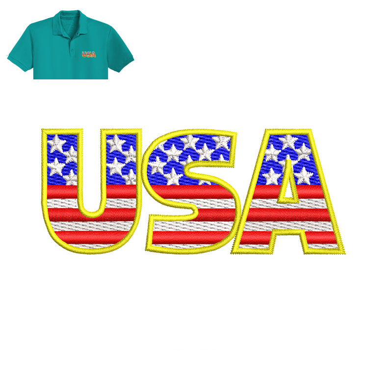 Usa Flag Embroidery logo for Polo Shirt.
