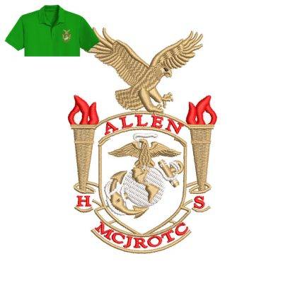Allen Mcjrotc Embroidery logo for polo Shirt.