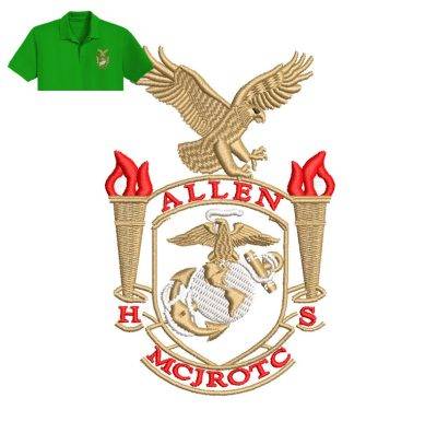 Allen Mcjrotc Embroidery logo for polo Shirt.