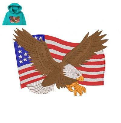 American eagle Flag Embroidery logo for Hoodie.