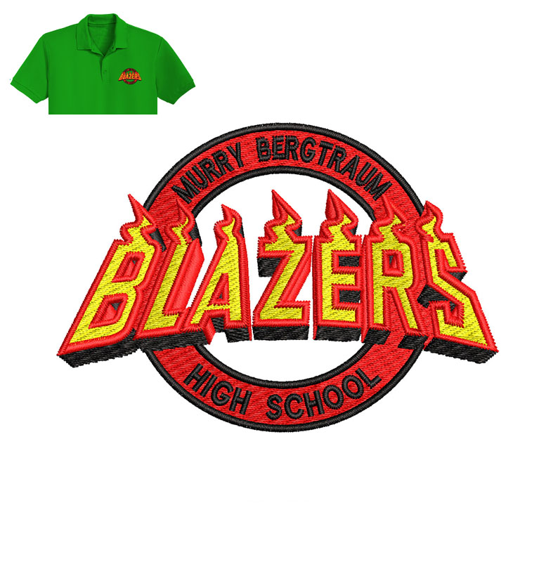 Blazers High School Embroidery logo for Polo Shirt.
