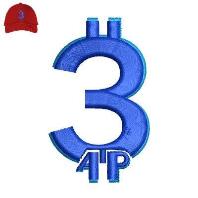Blue Number Embroidery logo for Cap.