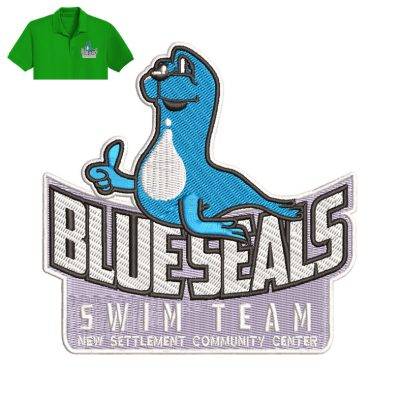 Blueseals Swim Team Embroidery logo for Polo Shirt .