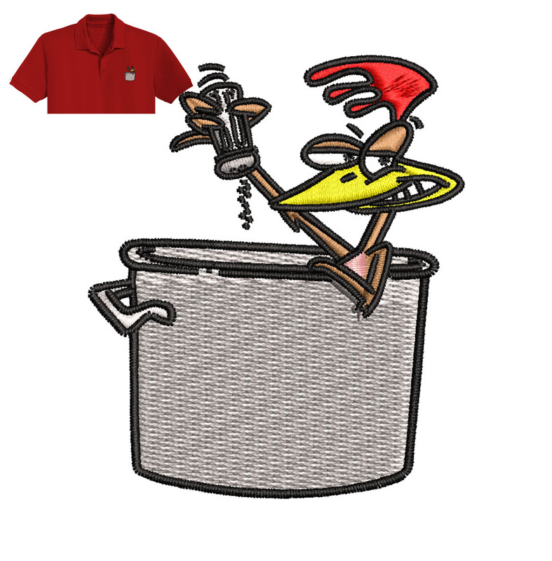 Cartoon Chicken Embroidery logo for Polo Shirt.