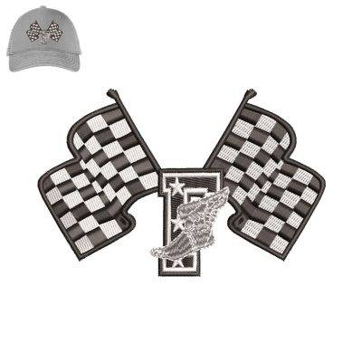 Checkered Flag Embroidery logo for Cap .