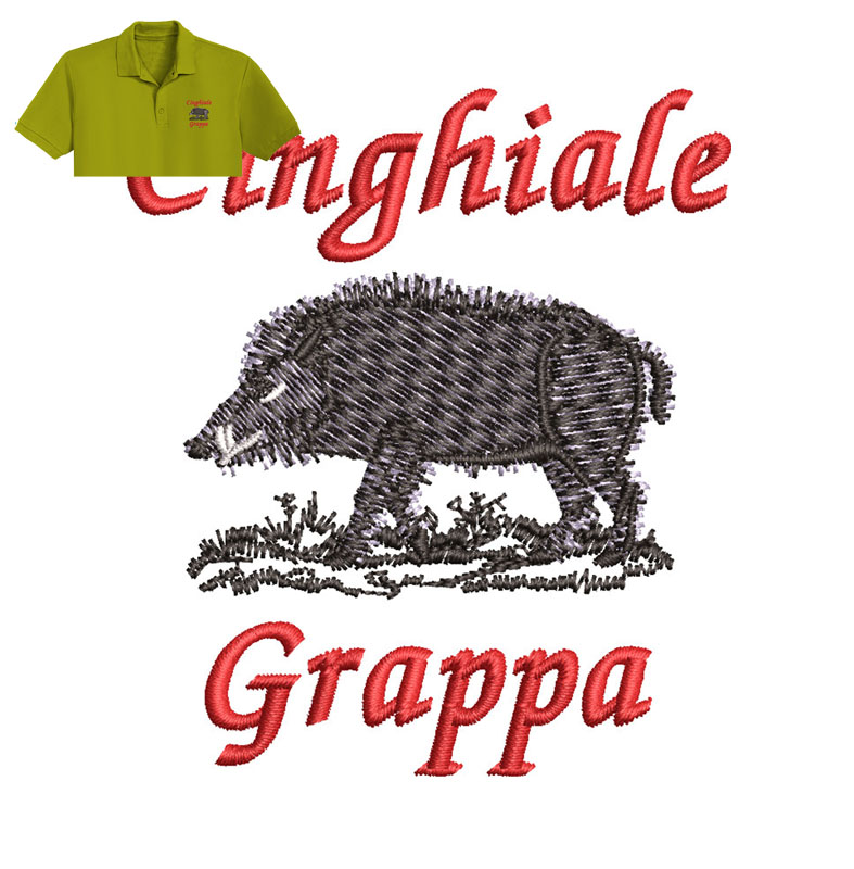 Cinghiale Grappa Embroidery logo for Polo Shirt.