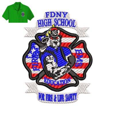 Fdny High School Embroidery logo for Polo Shirt.