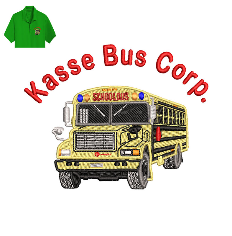 School Bus Corp Embroidery logo for Polo Shirt.