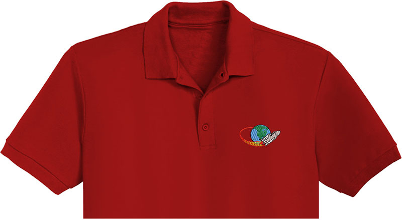 Spaceship Flying Embroidery logo for polo Shirt.