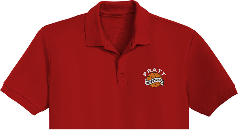 Pratt Basketball Embroidery logo for Polo Shirt.