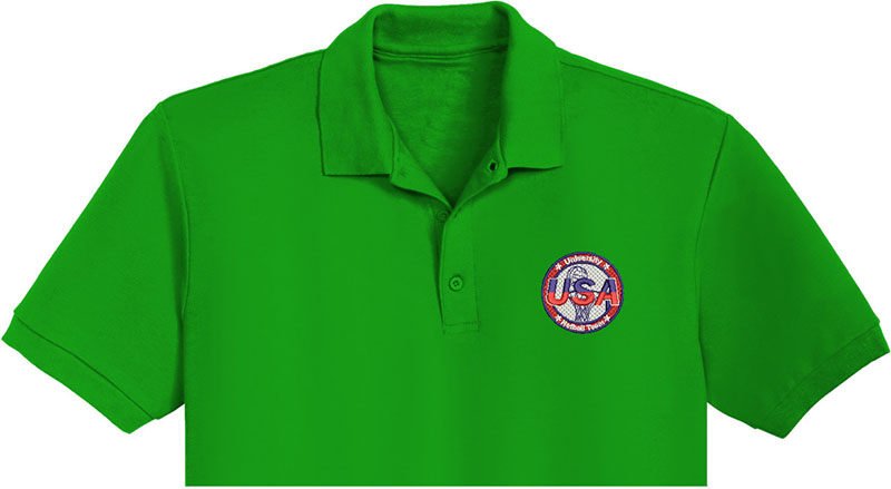 University Usa Embroidery logo for Polo Shirt.
