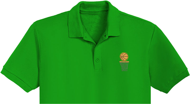 Basketball Embroidery logo for Polo Shirt.