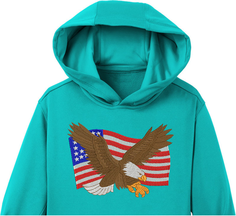 American Flag Embroidery logo for Hoodie.