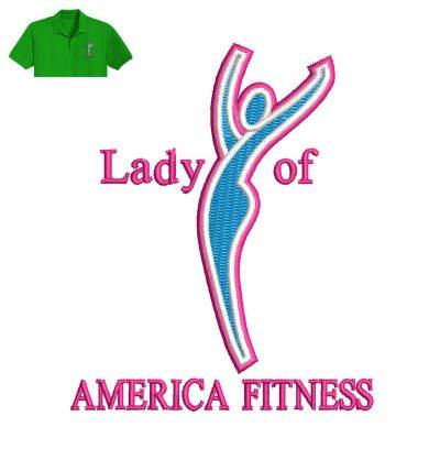 Lady Of America Fitness Embroidery logo for polo shirt.
