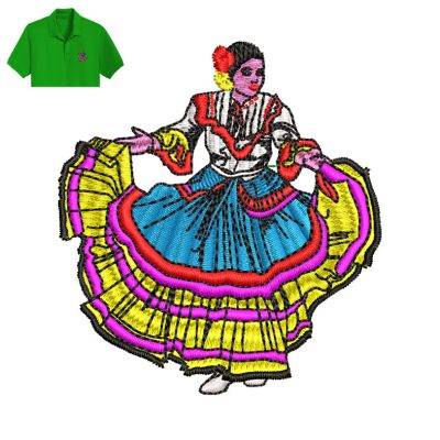 Mexican Dancer Embroidery logo for Polo Shirt.