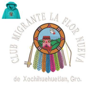 Migrant Flor Nueva Embroidery logo for Hoodie.