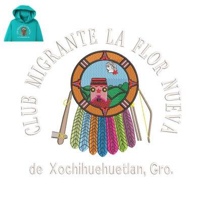 Migrant Flor Nueva Embroidery logo for Hoodie.