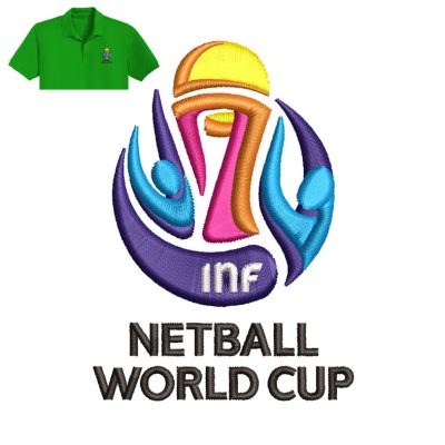 Inf Netball World Embroidery logo for Polo Shirt.