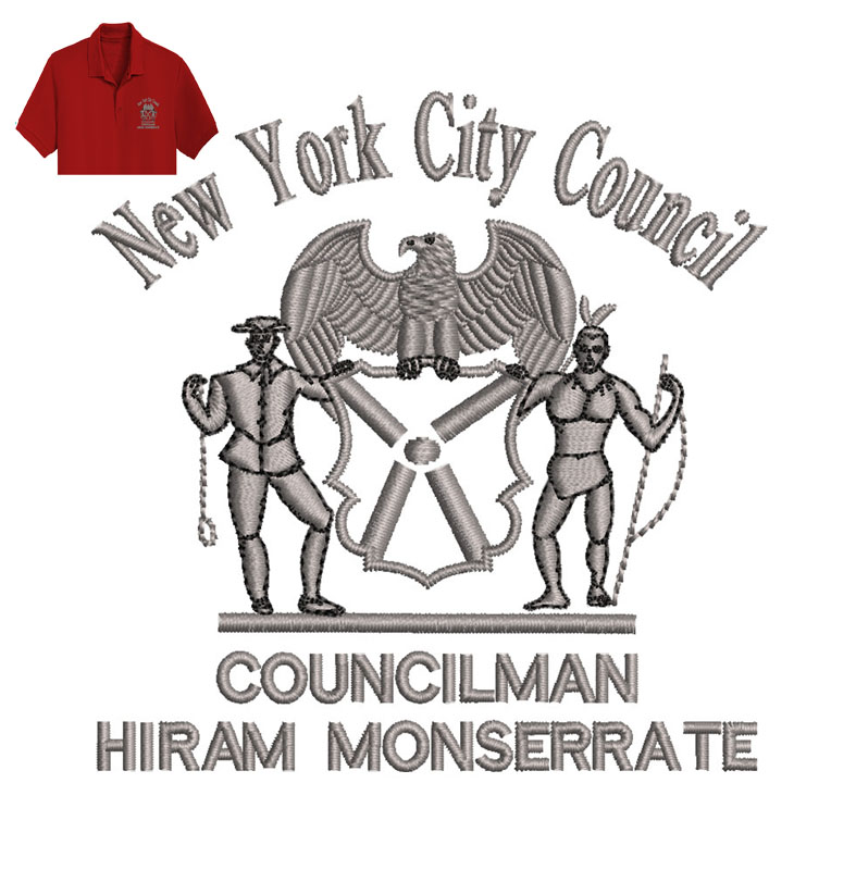 Councilman Hiram Monserrate Embroidery logo for Polo Shirt.