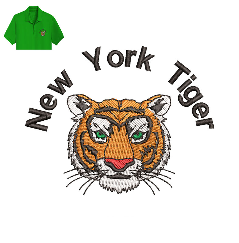 New York Tiger Embroidery logo for Polo Shirt .