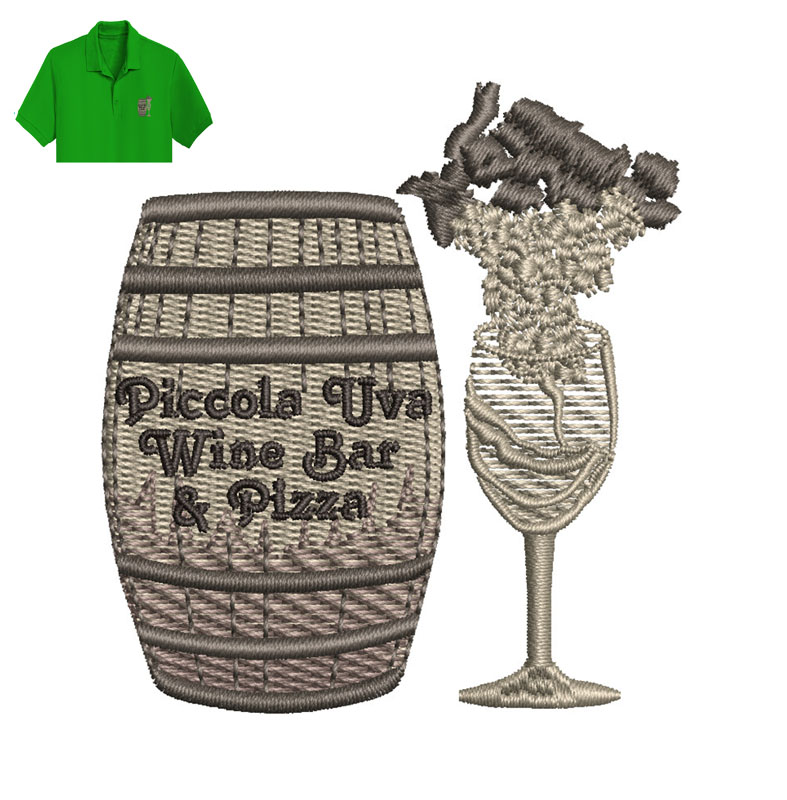 Piccola Uva Wine Embroidery logo for Polo Shirt.