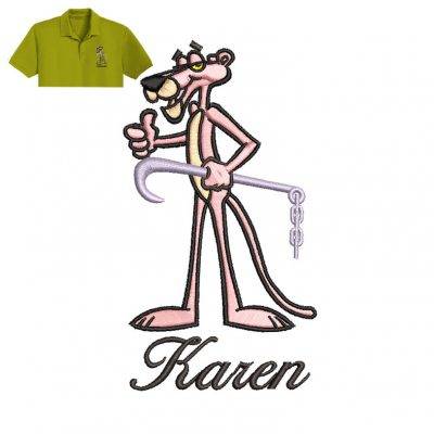 Pink Panther Embroidery logo for Polo Shirt.