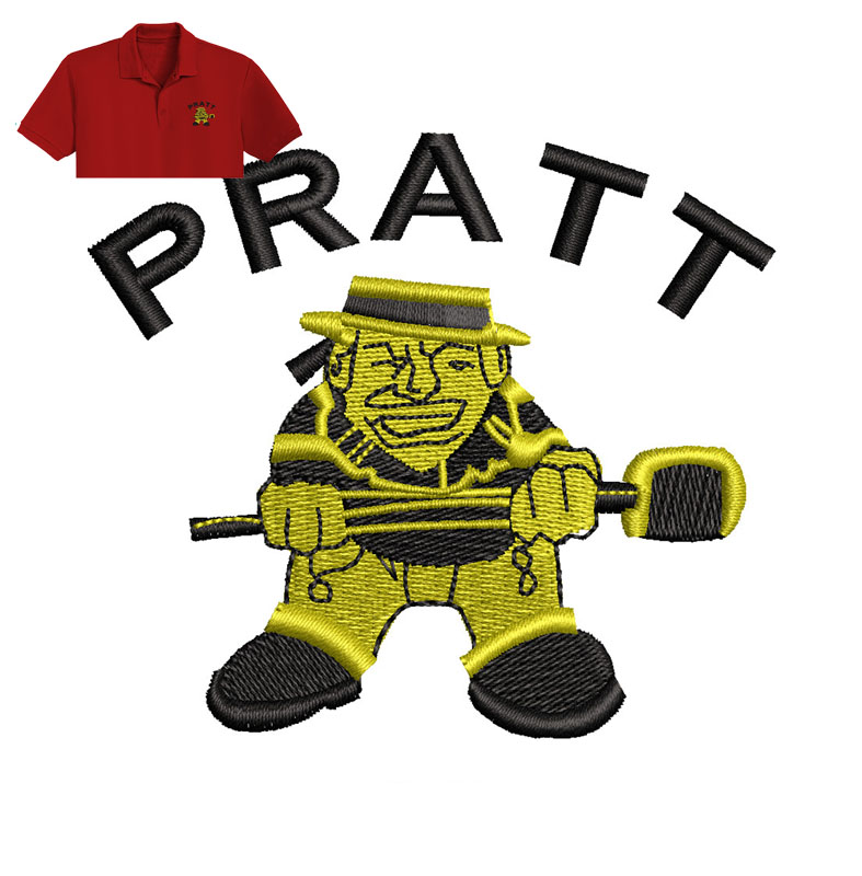 Pratt Man Embroidery logo for Polo Shirt.