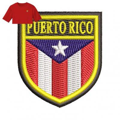 Puerto Rico Flag Embroidery logo for T-Shirt.
