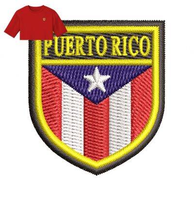 Puerto Rico Flag Embroidery logo for T-Shirt.
