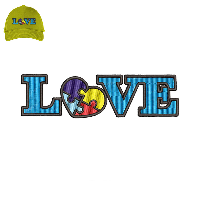 Puzzle Love Embroidery logo for Cap.