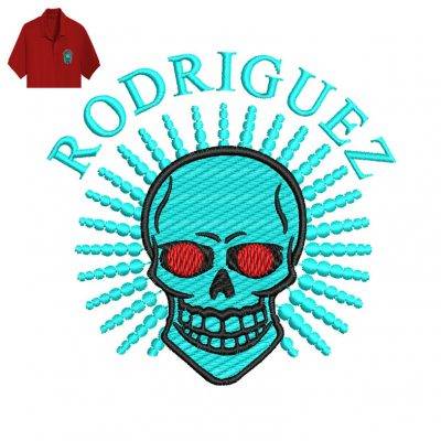 Rodriguez Skull Embroidery logo for Polo Shirt.