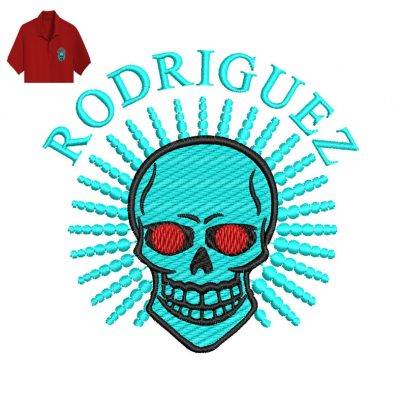 Rodriguez Skull Embroidery logo for Polo Shirt.