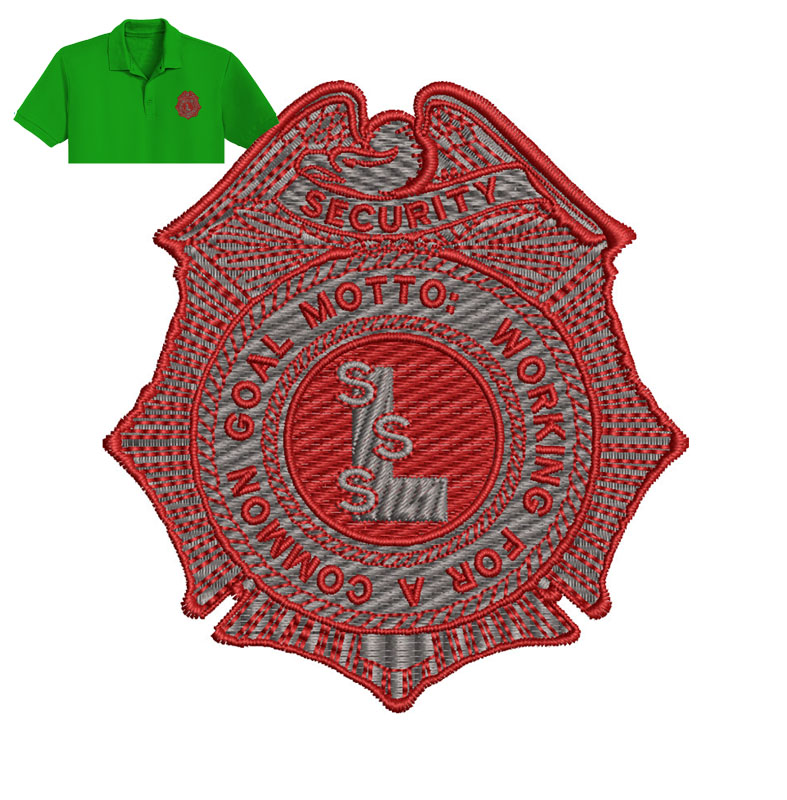 Security Goal Embroidery logo for Polo Shirt.