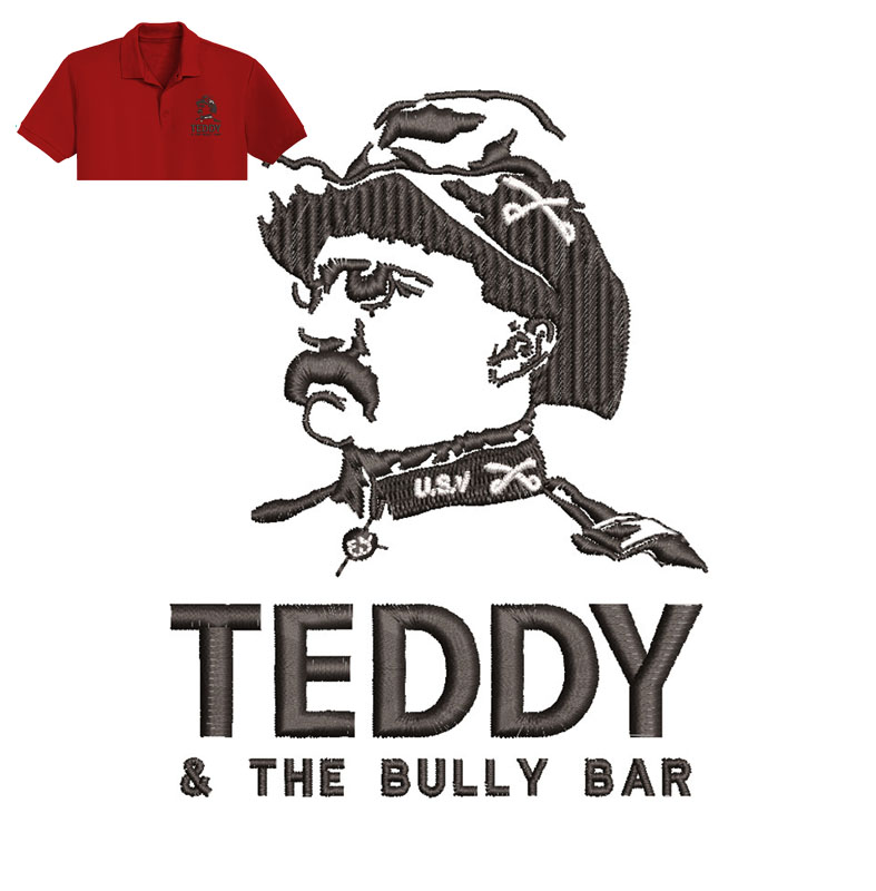 Teddy Bar Embroidery logo for Polo Shirt.