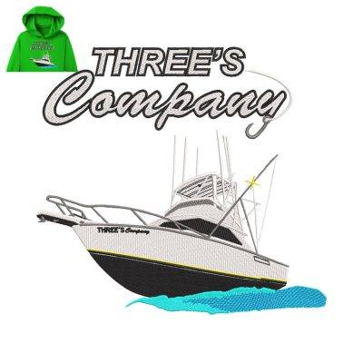 Three Company Embroidery logo for Hoodie.