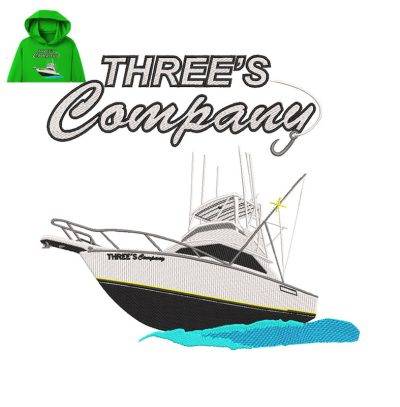 Three's Company Embroidery logo for Hoodie.