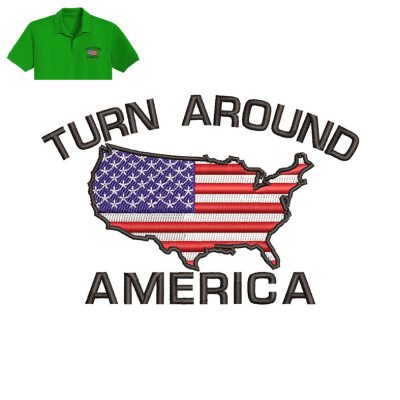 Turn Around Embroidery logo for Polo Shirt.