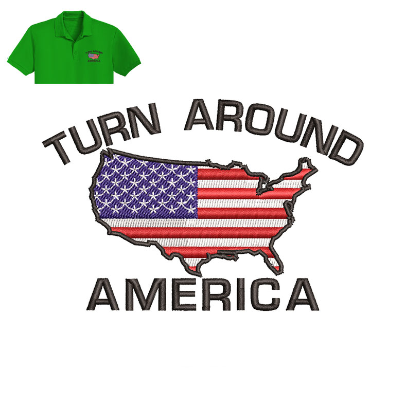 Turn Around America Embroidery logo for Polo Shirt.