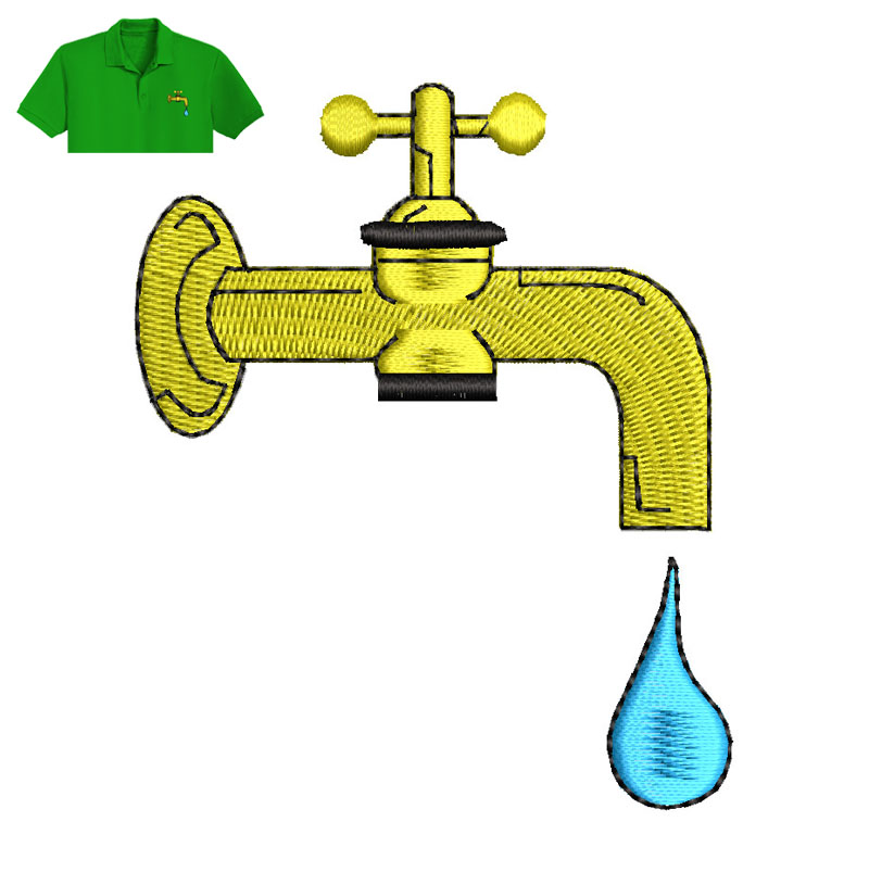 Water Tap Embroidery logo for polo shirt.