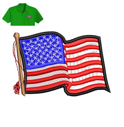 American Flag Embroidery logo for Polo Shirt.