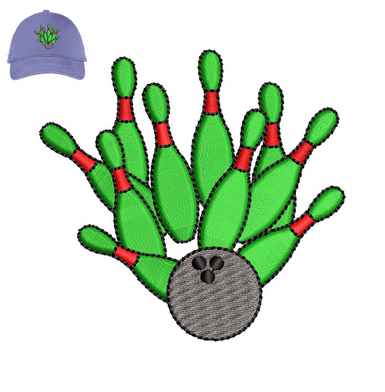 Bowling Ball Embroidery logo for Cap.