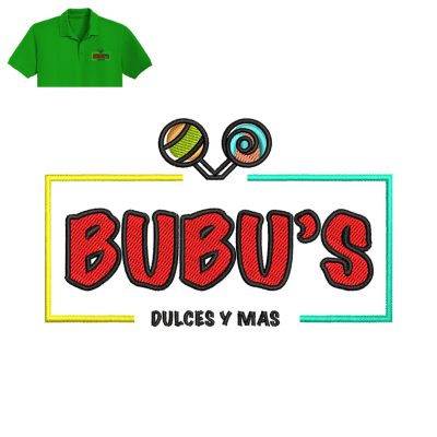 Bubu's Dulces Embroidery logo for Polo Shirt.