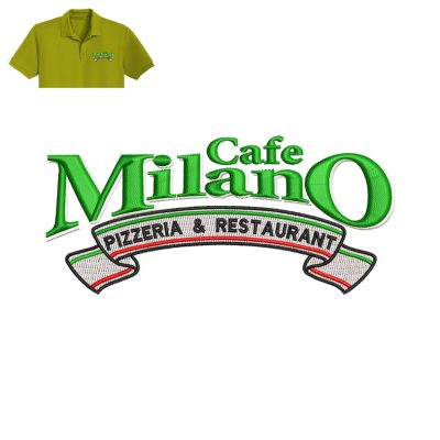 Cafe Milano Embroidery logo for Polo Shirt.