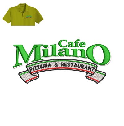 Cafe Milano Embroidery logo for Polo Shirt.