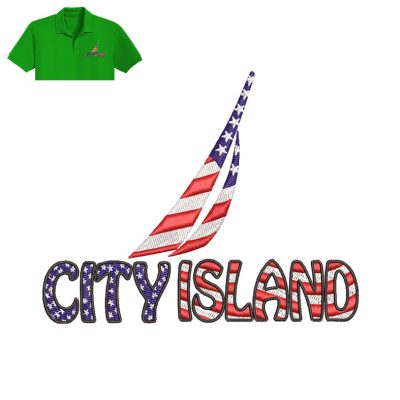 Island Flag Embroidery logo for Polo Shirt.