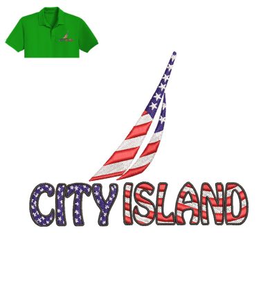 Island Flag Embroidery logo for Polo Shirt.