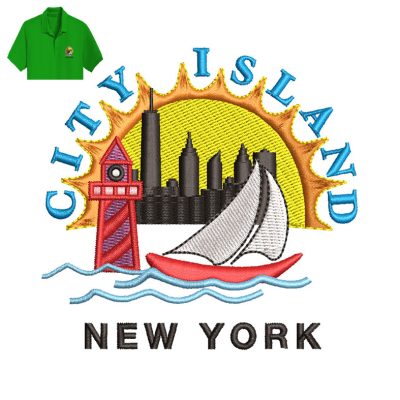 City Island Embroidery logo for Polo Shirt.