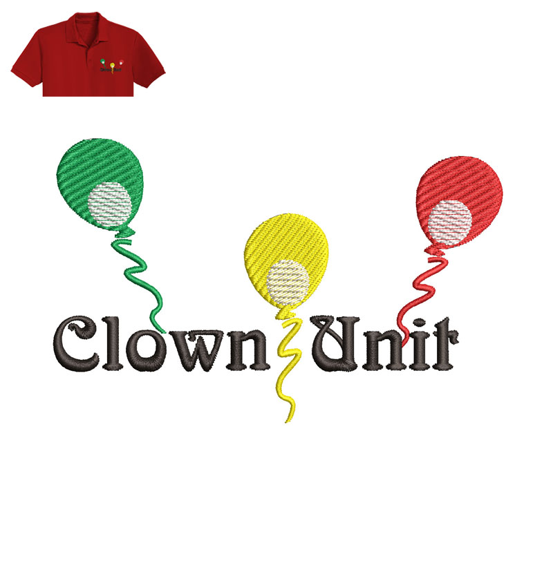 Clown Unit Embroidery logo for Polo Shirt.