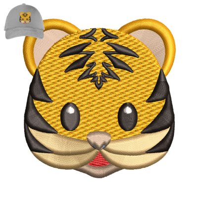 Cute Tiger Embroidery logo for Cap.
