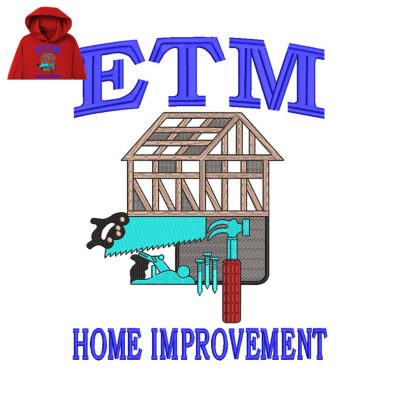 Home Improvement Embroidery logo for Hoodie.